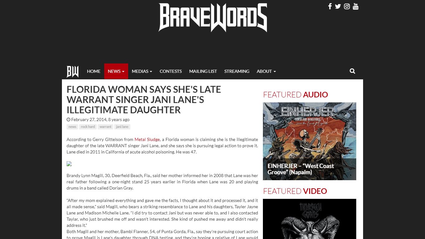 Florida Woman Says She's Late WARRANT Singer JANI LANE's Illegitimate ...